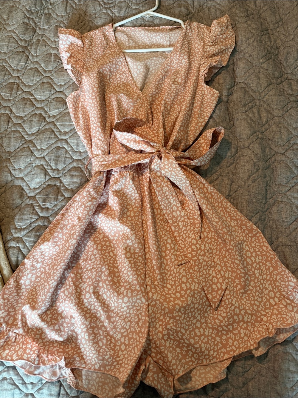 Cupshe Blush Pink Printed Wrap Romper